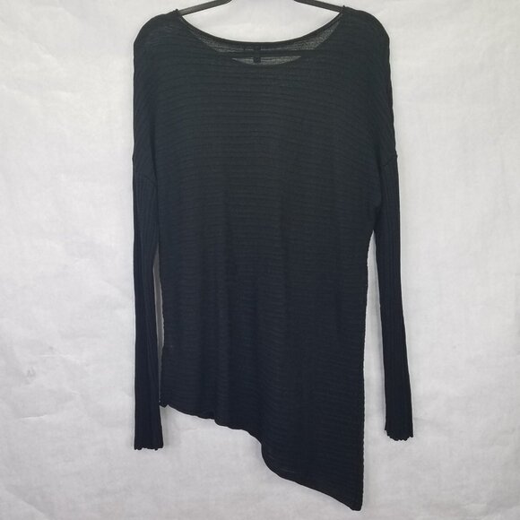 Eileen Fisher Tunic Women's L Asymmetrical Hem Variegated Tencel Rib Knit Sheer - Picture 6 of 12